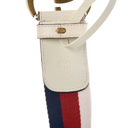 Gucci Nylon Calfskin Sylvie Web Double G 40mm Belt 95 38 Mystic White Hibiscus Red Maritime 4 of 7