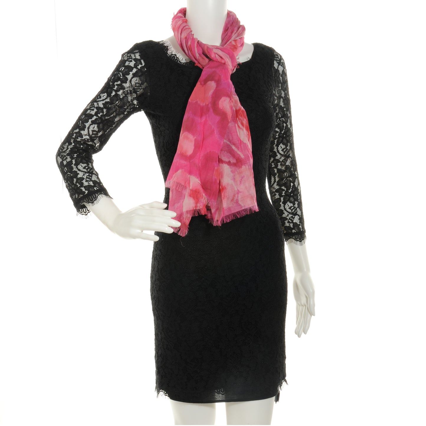 Cotton Silk Ikat Pareo Scarf Rose Indien