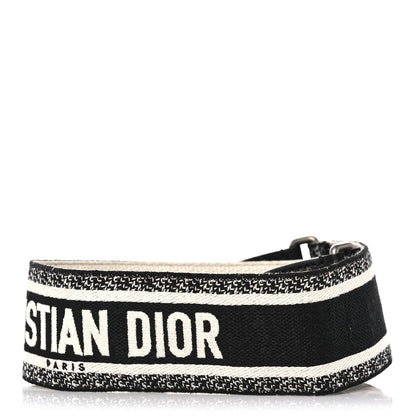 Christian Dior Canvas Embroidered Shoulder Strap Black 2 of 5