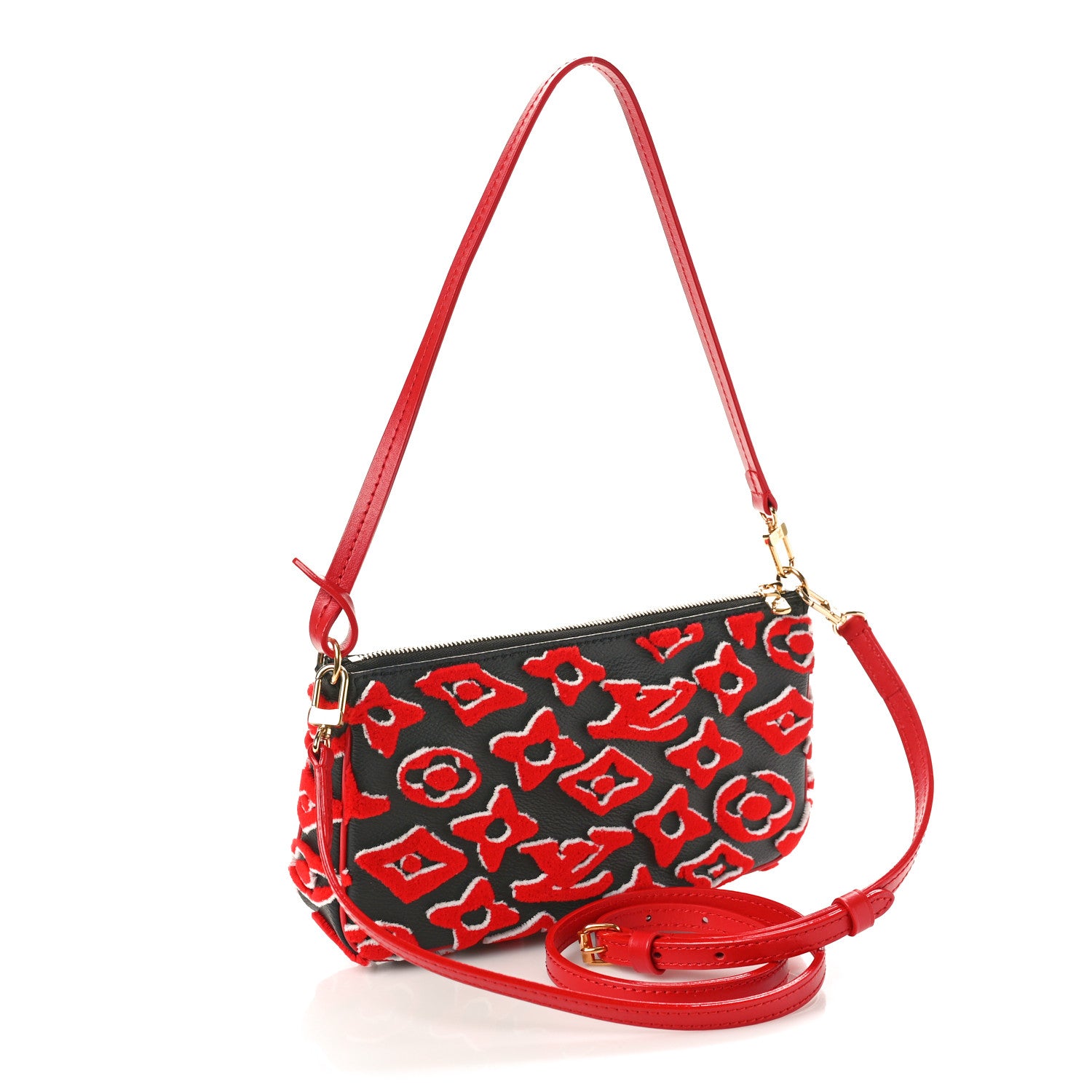 Louis Vuitton X UF Tufted Monogram Pochette Accessories Black Red 3 of 9