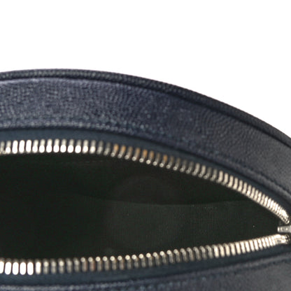 Saint Laurent Grain De Poudre Matelasse Chevron Quilted Round Vinyle Camera Bag Deep Marine 8 of 8