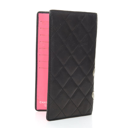 Chanel Calfskin Quilted Cambon Yen Wallet Black White 3 of 11