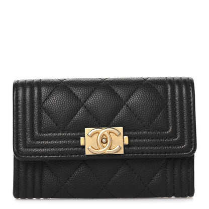 Chanel Caviar Quilted Boy Flap Card Holder Black 1 of 9