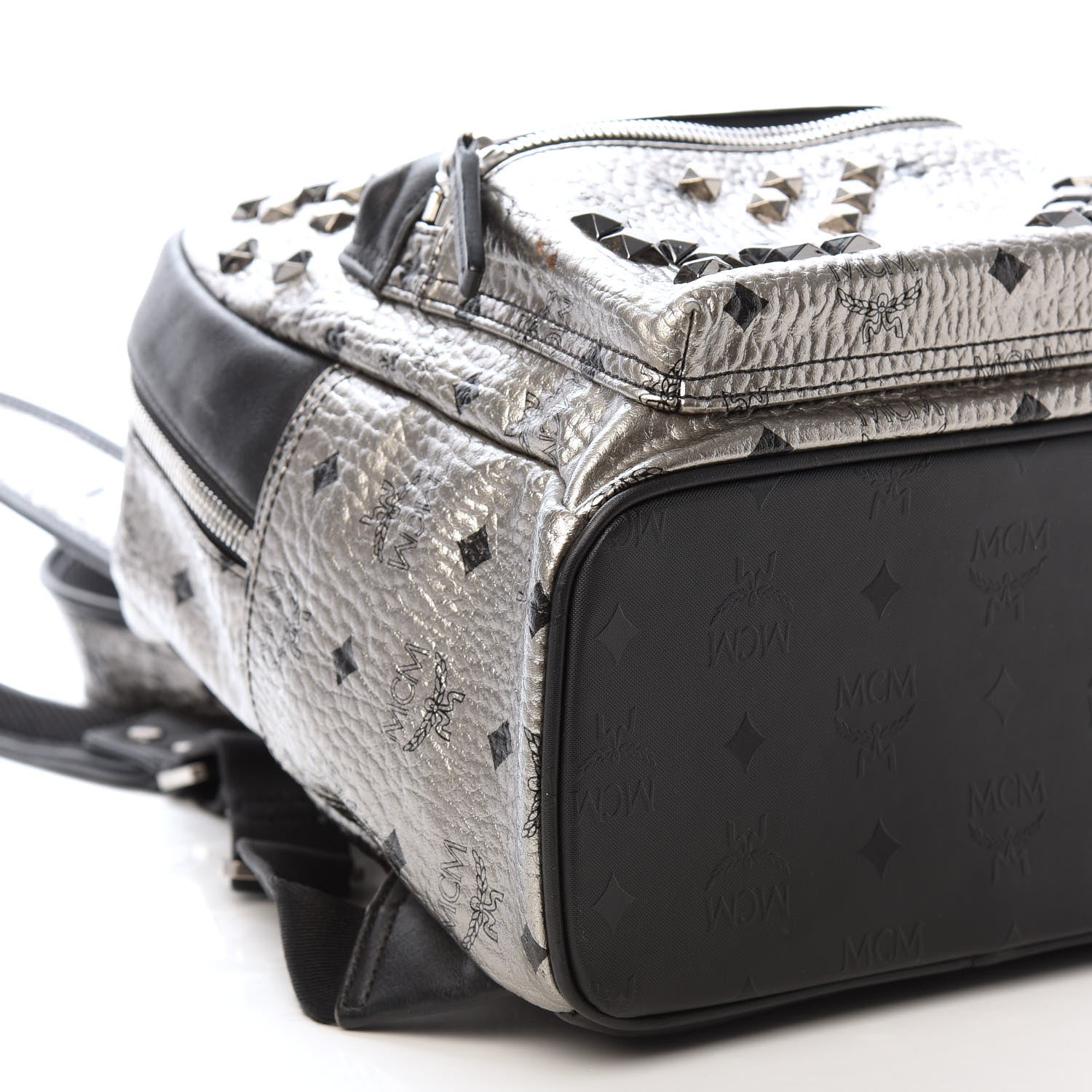 MCM Metallic Visetos Studded Small Stark M Backpack Silver 6 of 11