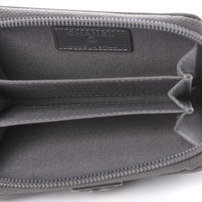 Chanel Calfskin Chevron Quilted Boy Zip Around Coin Purse Wallet Grey 5 of 8