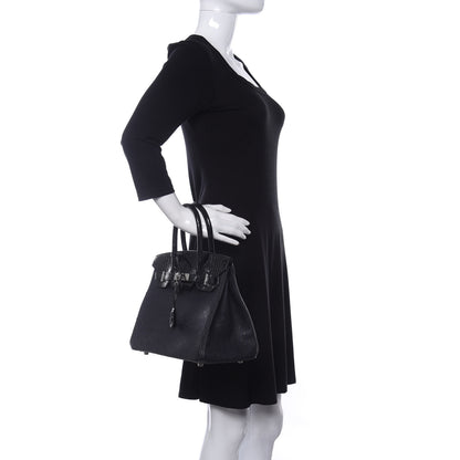 Hermes Ostrich Shiny Alligator Birkin Touch 30 Black 2 of 11
