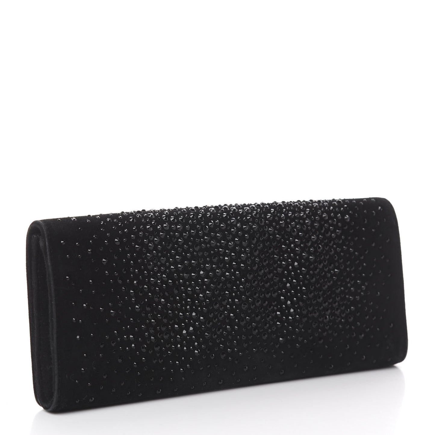 Suede Crystal Clutch Black