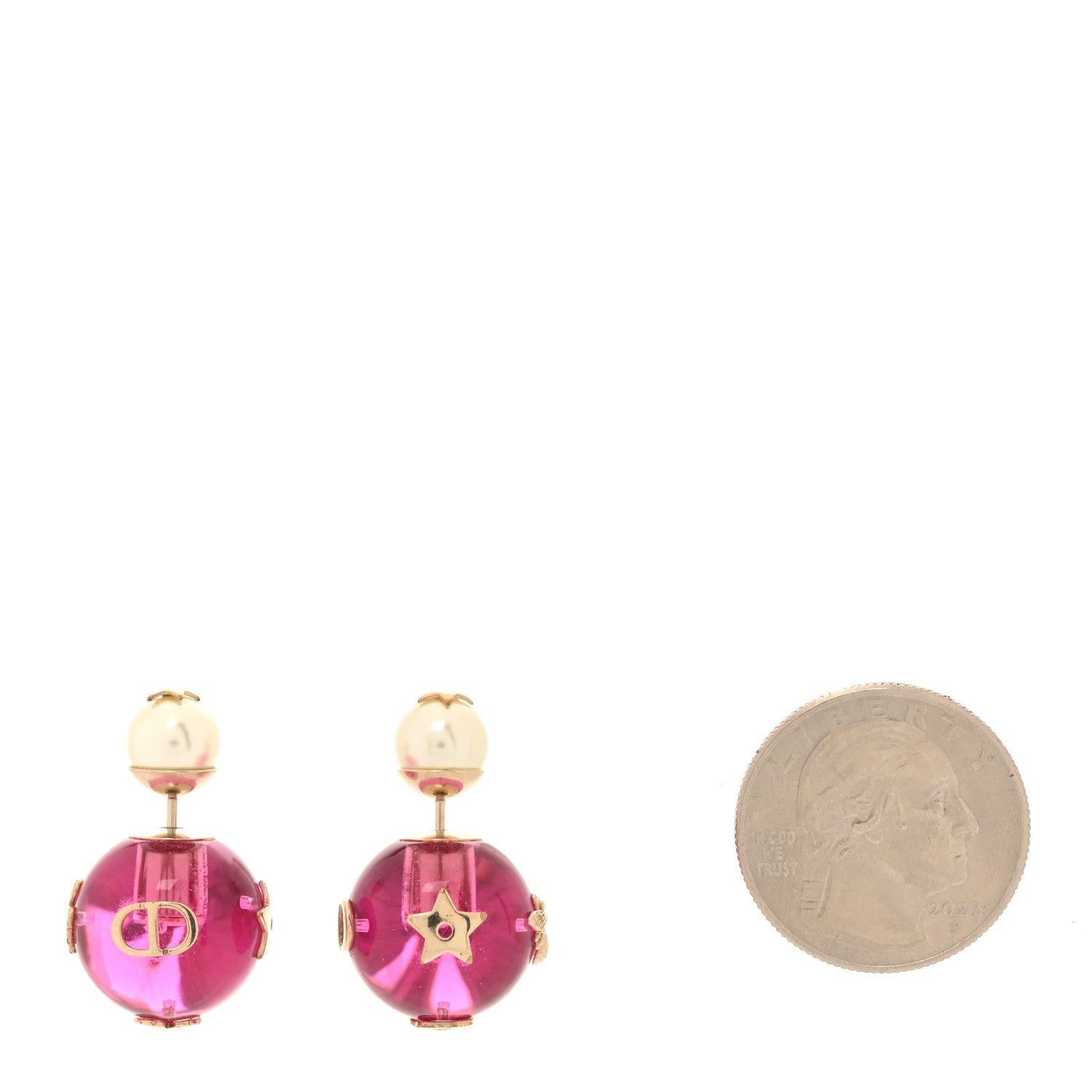 Christian Dior Resin Pearl Dior Tribales Earrings Gold White Transparent Rani Pink 2 of 5