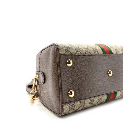 Gucci GG Supreme Monogram Textured Dollar Calfskin Web Medium Ophidia Top Handle Bowler Bag Beige Ebony New Acero 9 of 10
