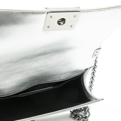 Chanel Metallic Patent Quilted Medium Boy Flap Silver 5 of 7