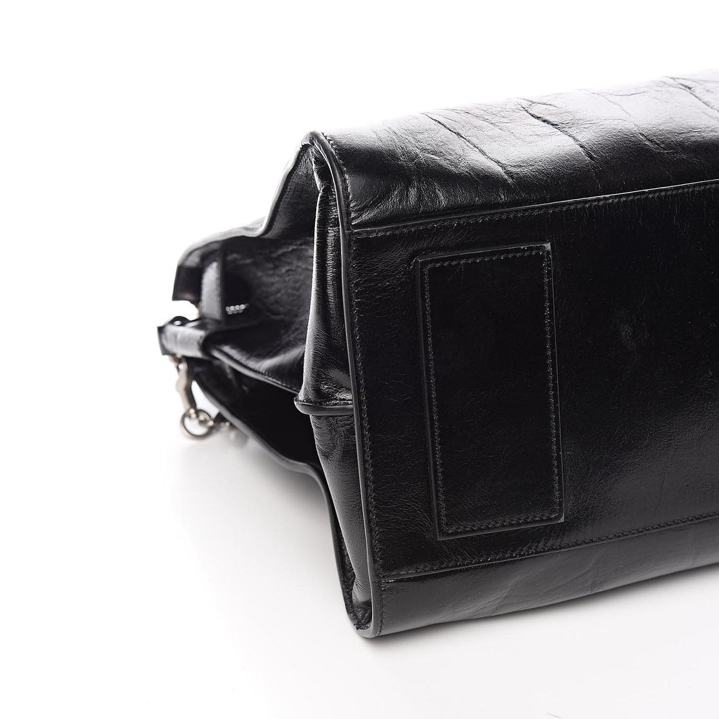 Cracked Shiny Calfskin Souple 36H Sac De Jour Duffle Black