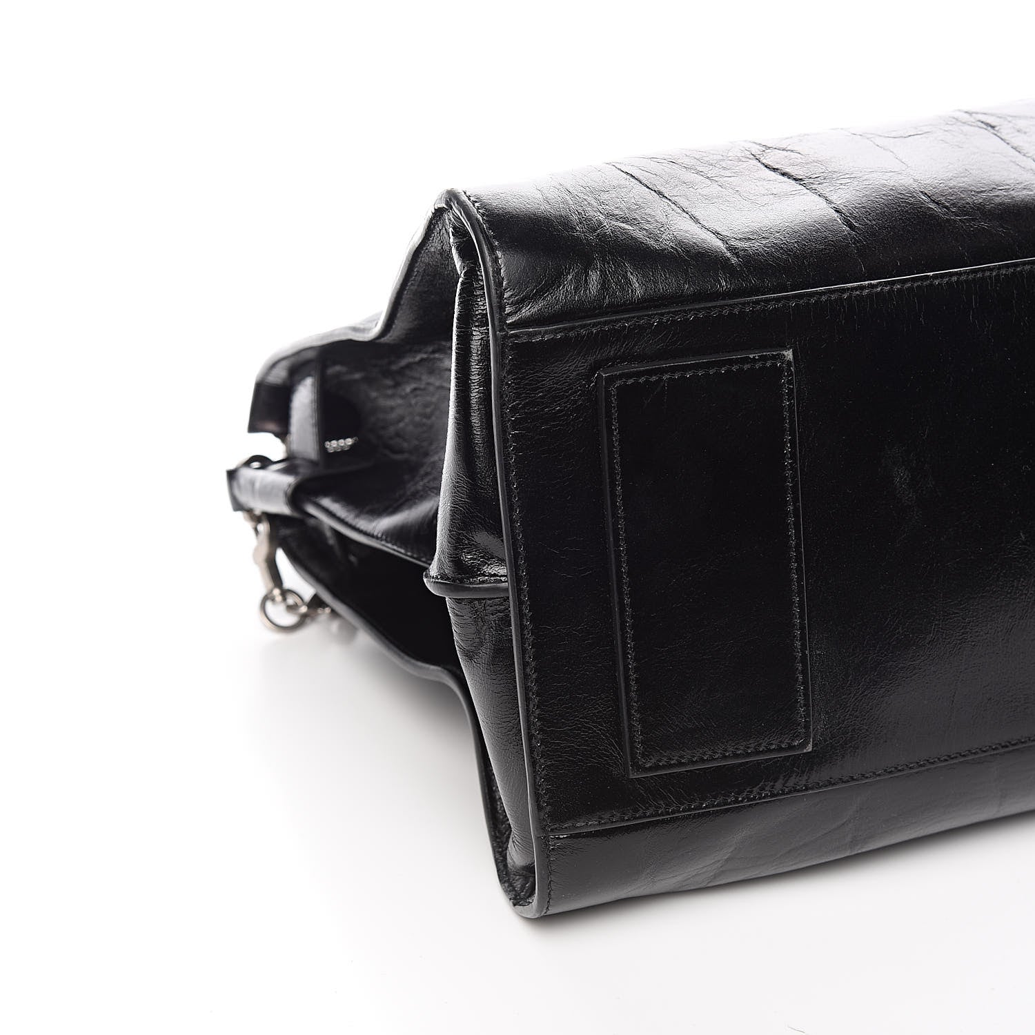 Saint Laurent Cracked Shiny Calfskin Souple 36H Sac De Jour Duffle Black 8 of 10