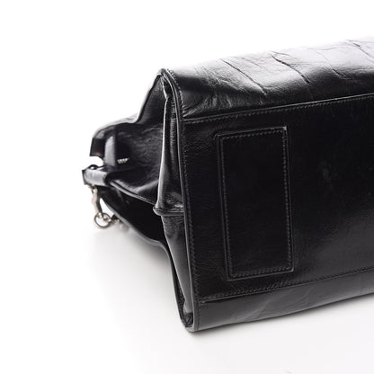 Saint Laurent Cracked Shiny Calfskin Souple 36H Sac De Jour Duffle Black 8 of 10