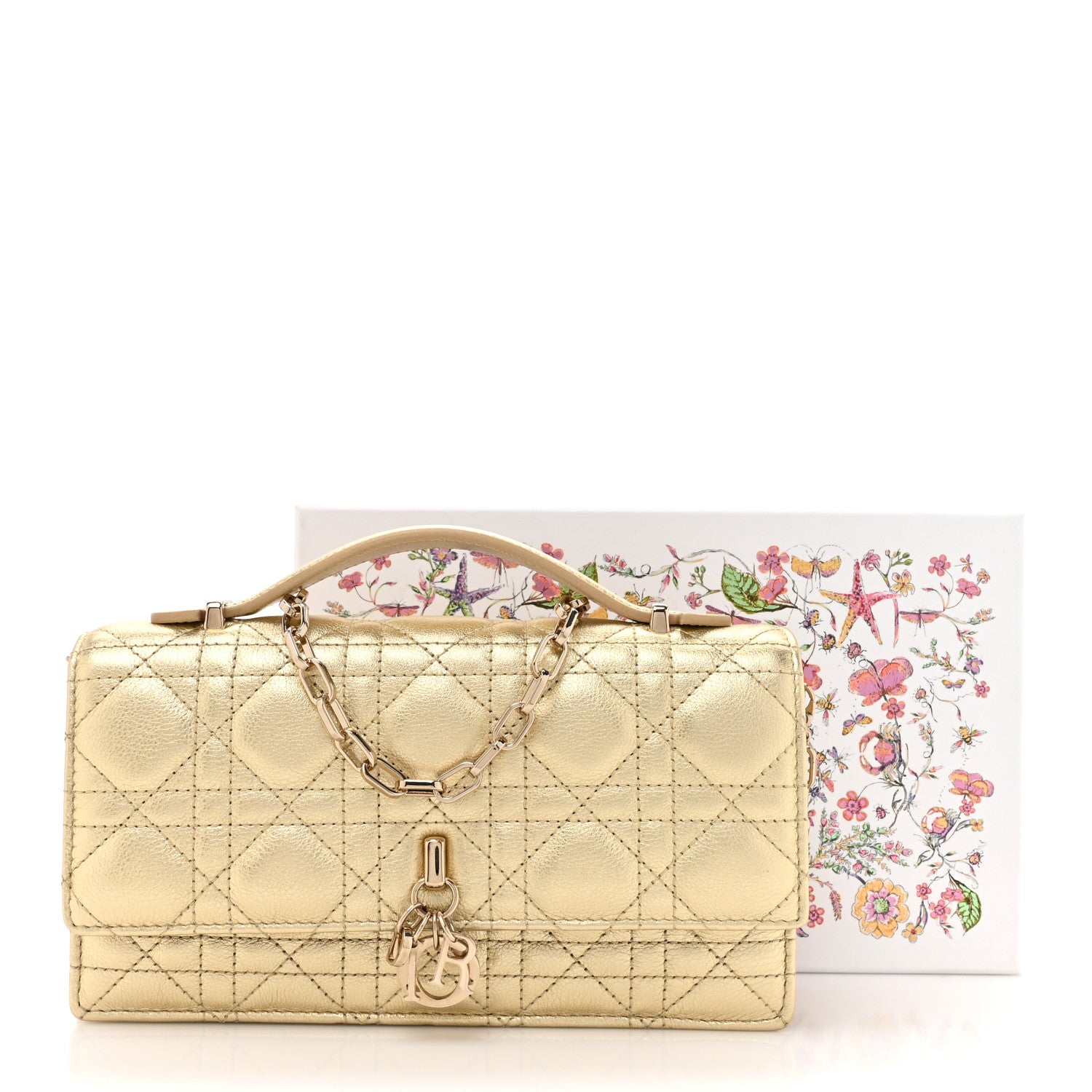 Christian Dior Metallic Lambskin Cannage Mini My Dior Bag Gold 13 of 13