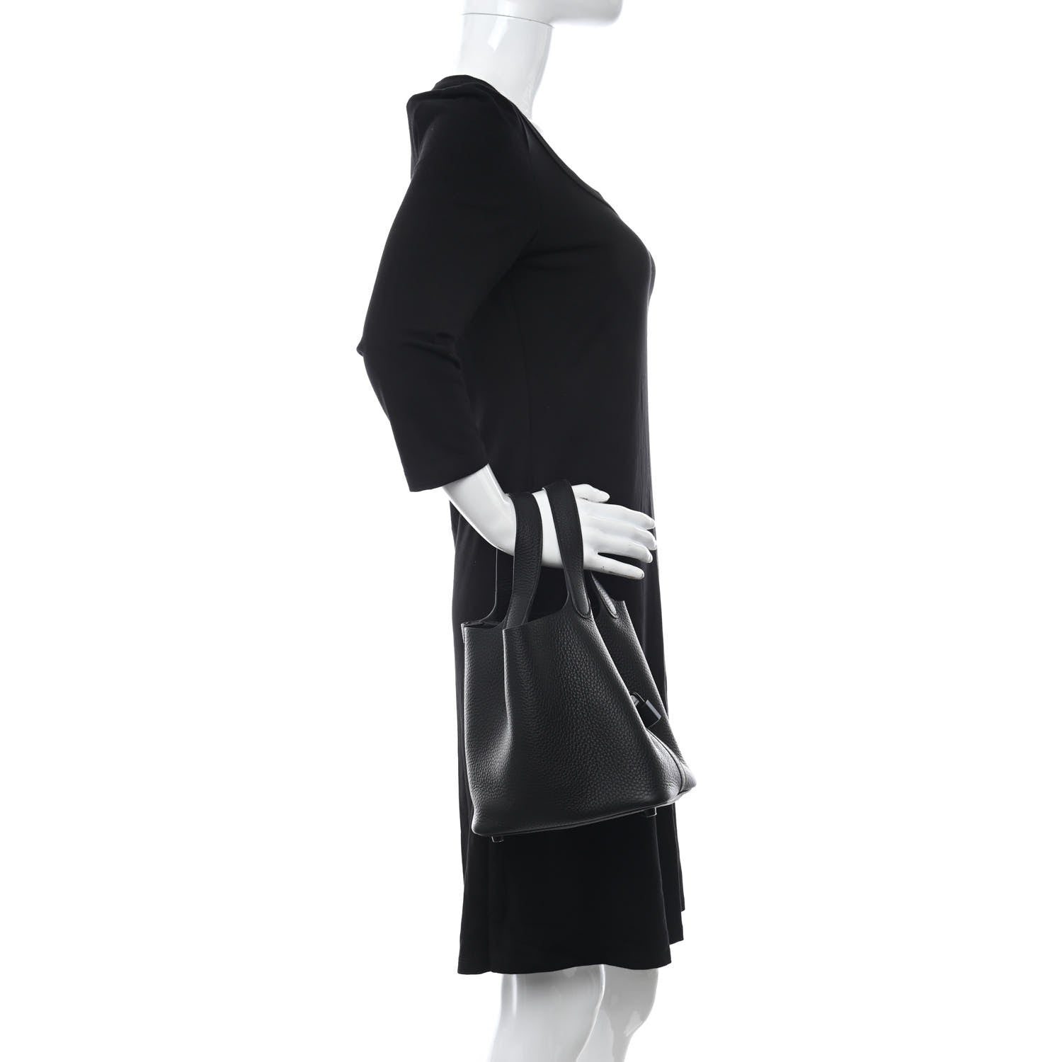 Hermes Taurillon Clemence Monochrome Picotin Lock 18 PM Black 3 of 10
