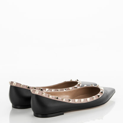 Valentino Garavani Nappa Rockstud Ballerina Flats 38 Black Poudre 4 of 8