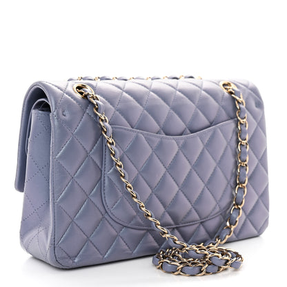 Chanel Metallic Lambskin Quilted Medium Double Flap Purple 3 of 11