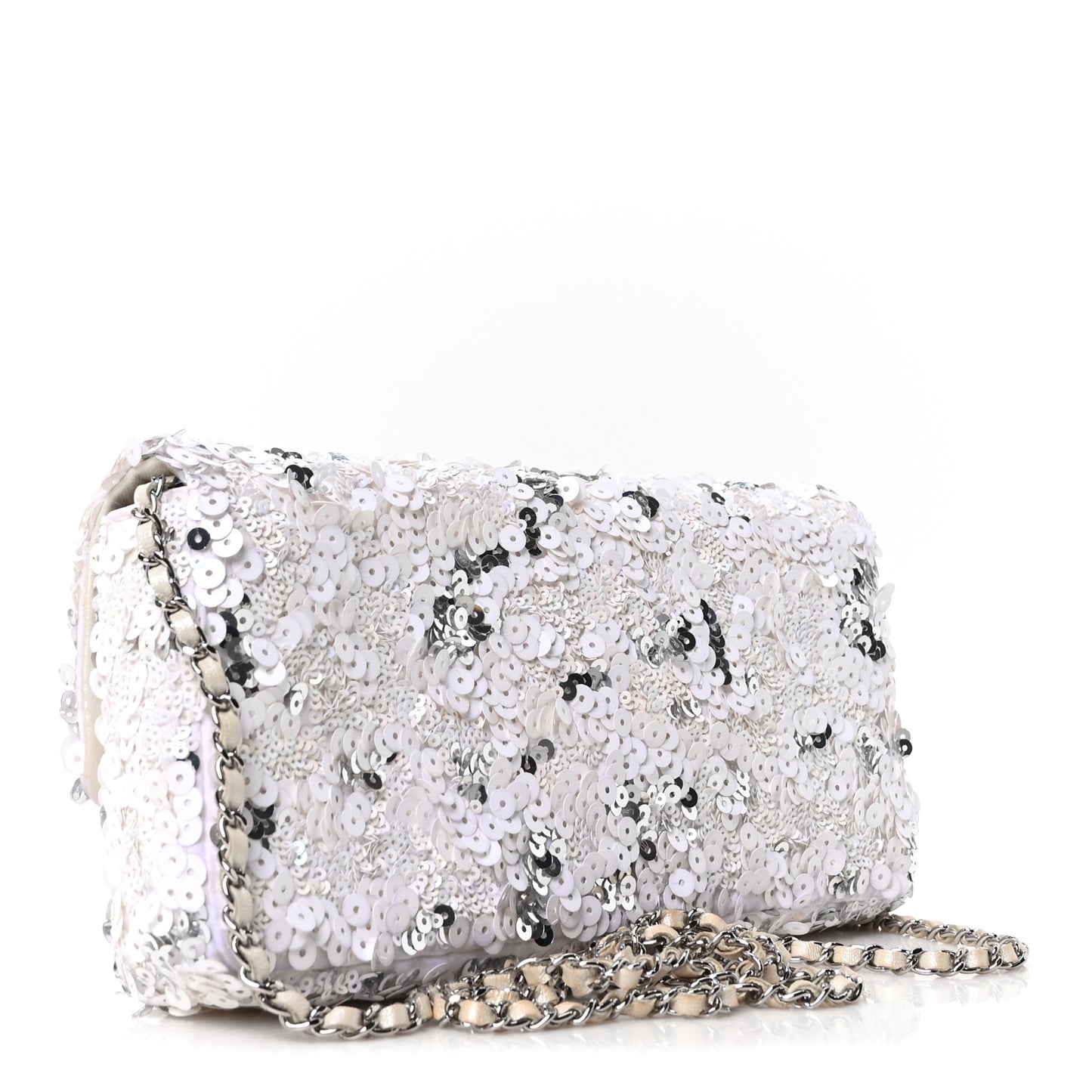 Sequin East West Flap White Silver