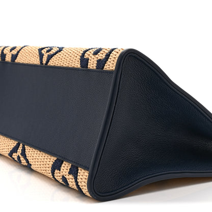 Louis Vuitton Raffia Calfskin Monogram Giant Onthego MM Blue 9 of 9