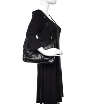 Saint Laurent Crinkled Calfskin Matelasse Monogram Medium Niki Chain Satchel Black 2 of 9