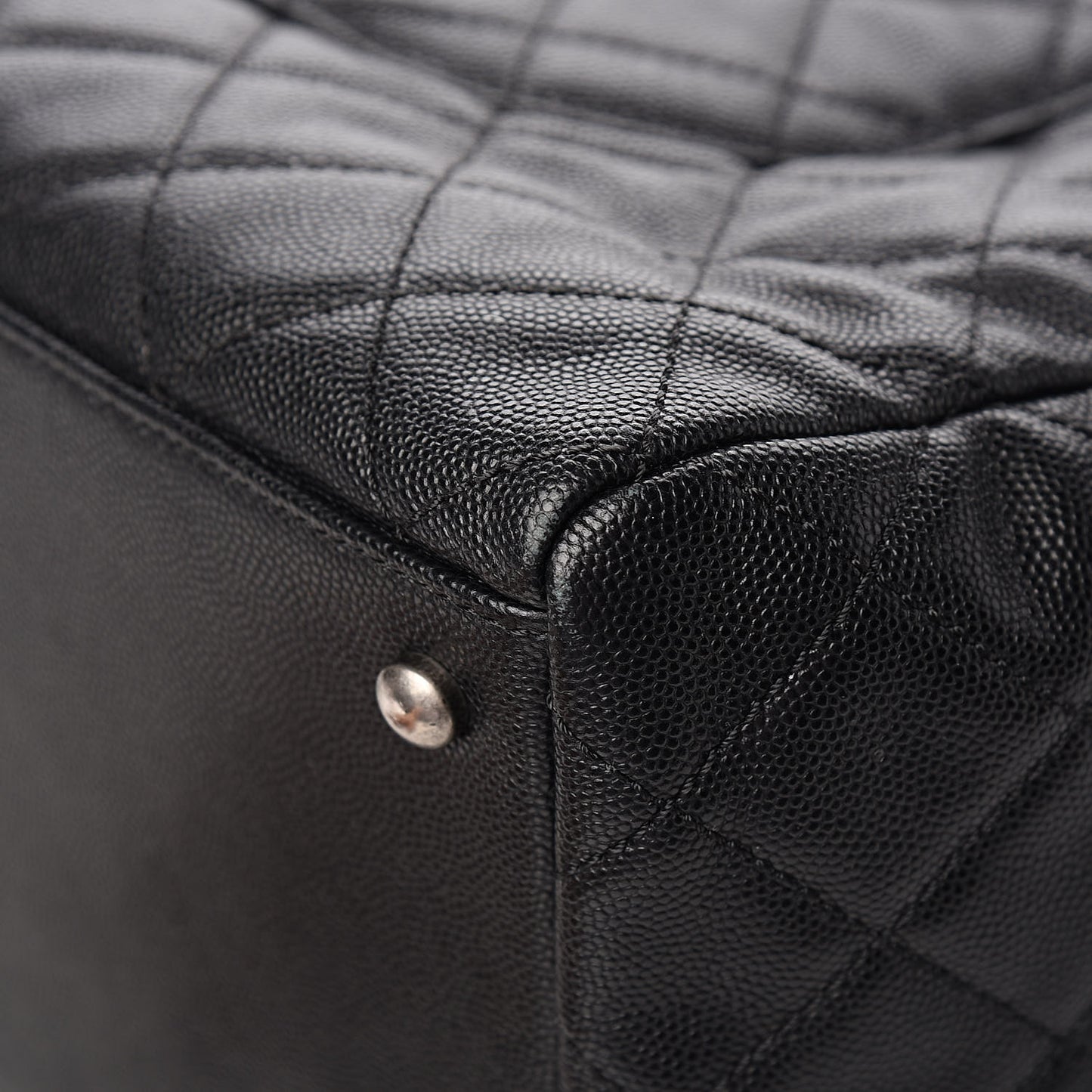 Caviar Lizard Quilted Large Coco Handle Shopping Tote Black