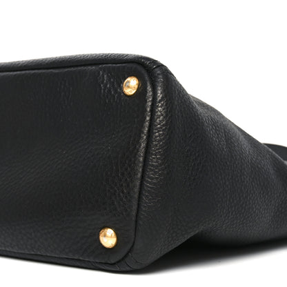 Prada Vitello Daino Side Pocket Tote Black 9 of 9