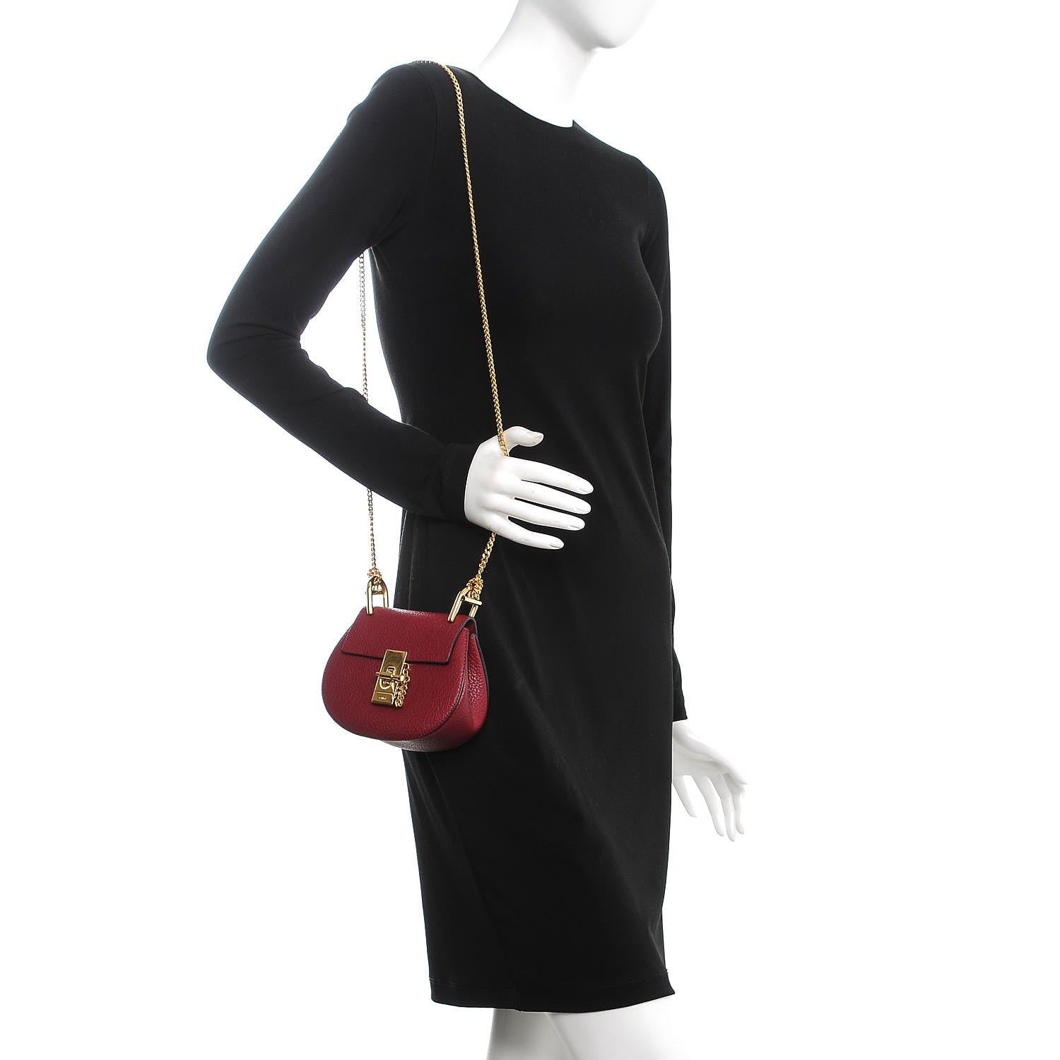 Chloe Grained Lambskin Nano Drew Shoulder Bag Wine Purple 2 of 10