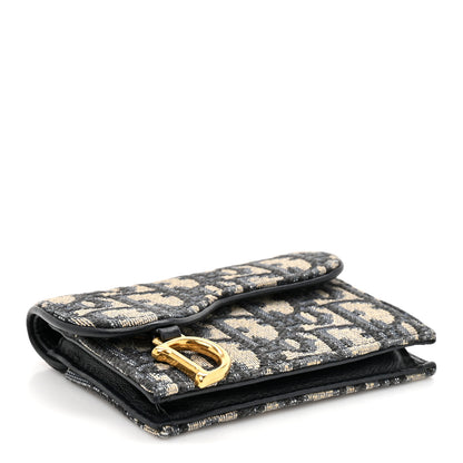 Christian Dior Oblique Saddle Card Holder Blue 4 of 8