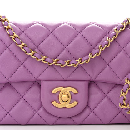 Chanel Lambskin Quilted Mini Rectangular Pearl Crush Flap Purple 7 of 11