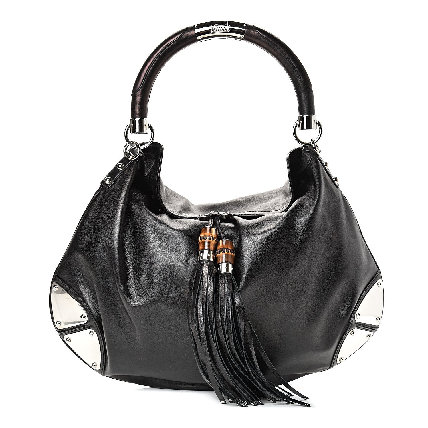 Gucci Calfskin Large Indy Top Handle Hobo Black 1 of 9