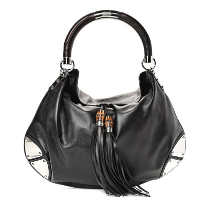 Gucci Calfskin Large Indy Top Handle Hobo Black 1 of 9