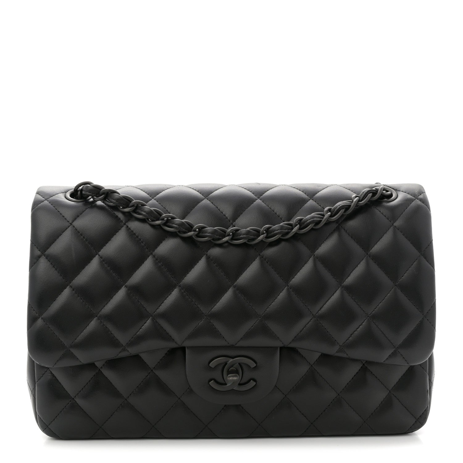 Chanel Lambskin Quilted Jumbo Double Flap So Black 1 of 12