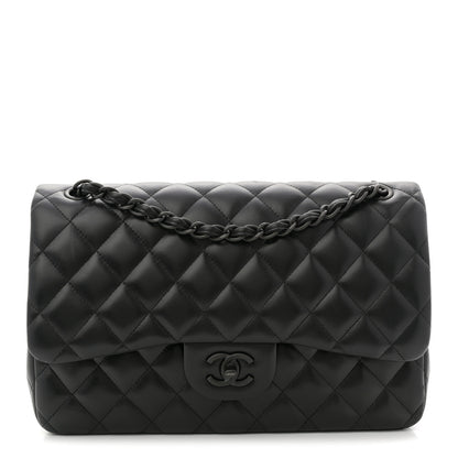 Chanel Lambskin Quilted Jumbo Double Flap So Black 1 of 12