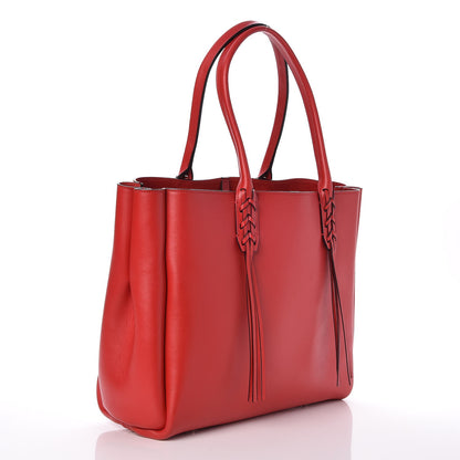Lanvin Smooth Calfskin Small Fringe Shopper Tote Red 4 of 8
