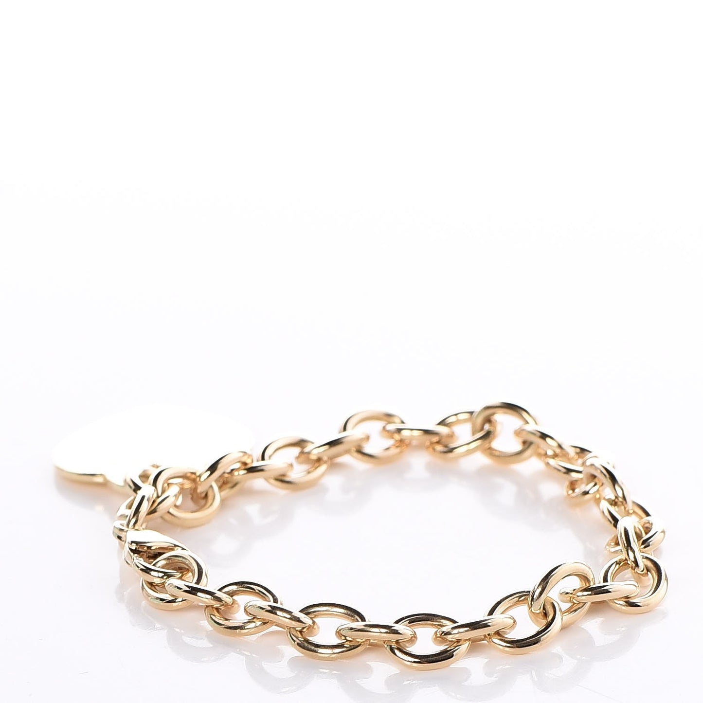18K Yellow Gold Heart Tag Charm Bracelet
