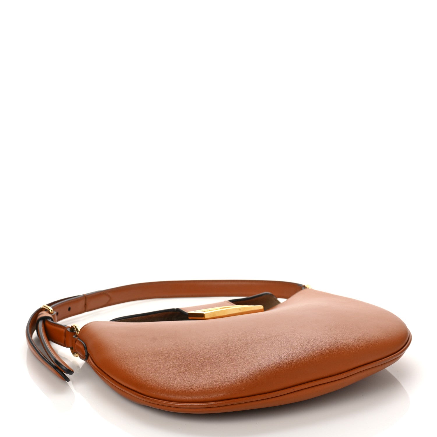 Fendi Vitello Grace Suede Small Croissant Hobo Brandy 4 of 9