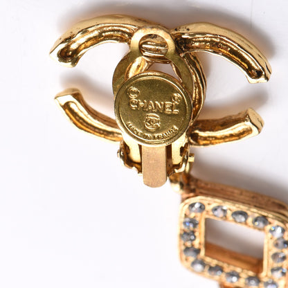 Chanel Crystal CC Dangle Clip On Earrings Gold 4 of 4