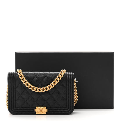 Chanel Caviar Quilted Boy Clutch With Chain Black 13 of 13