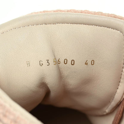 Chanel Tweed Suede Chain CC High Top Sneakers 40 Pink 9 of 9