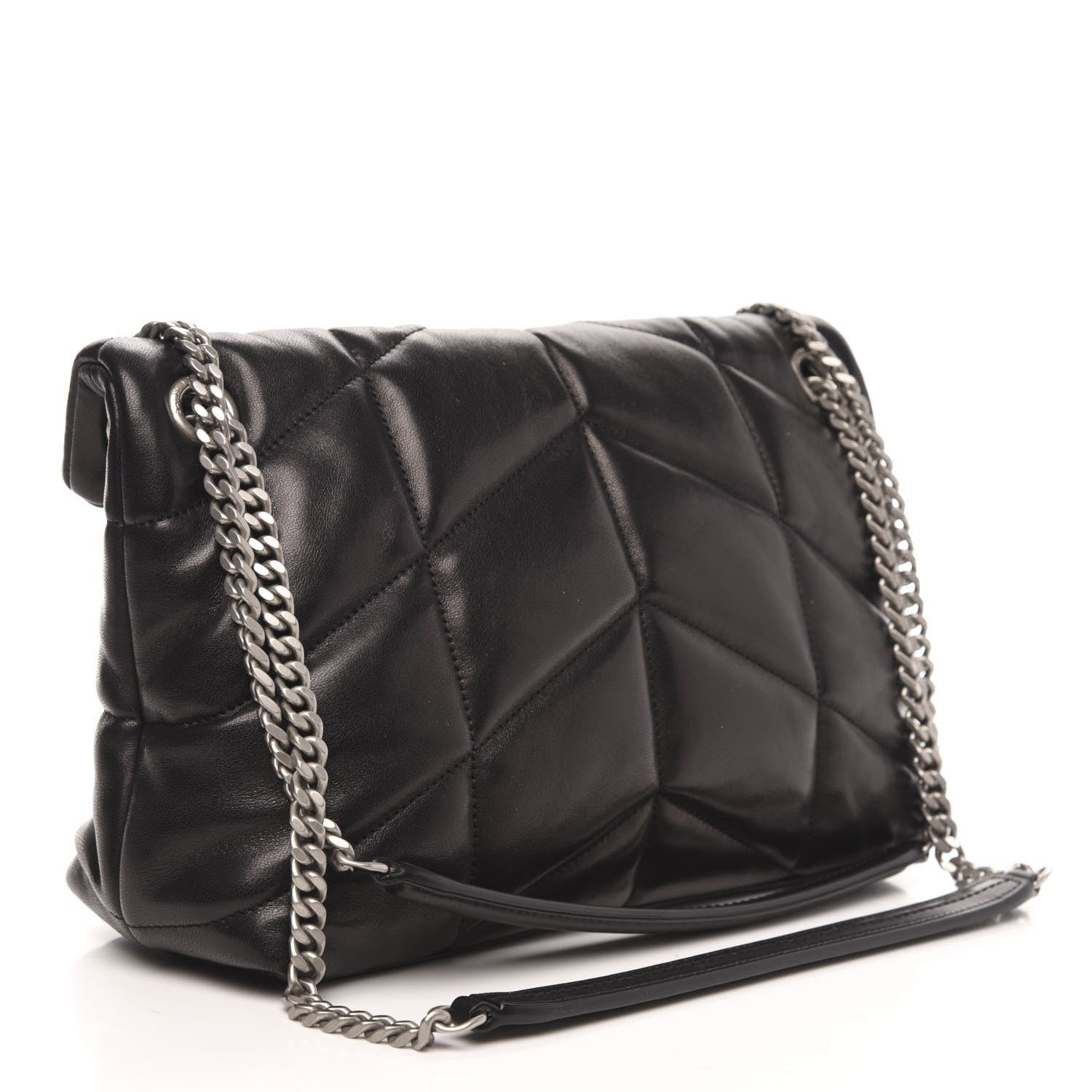 Saint Laurent Lambskin Quilted Small Loulou Puffer Monogram Chain Satchel Black 3 of 12