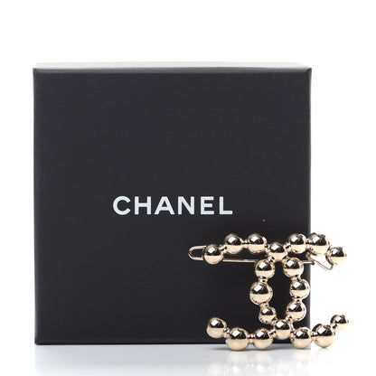 Chanel Metal Beaded CC Hair Clip Gold 5 of 5