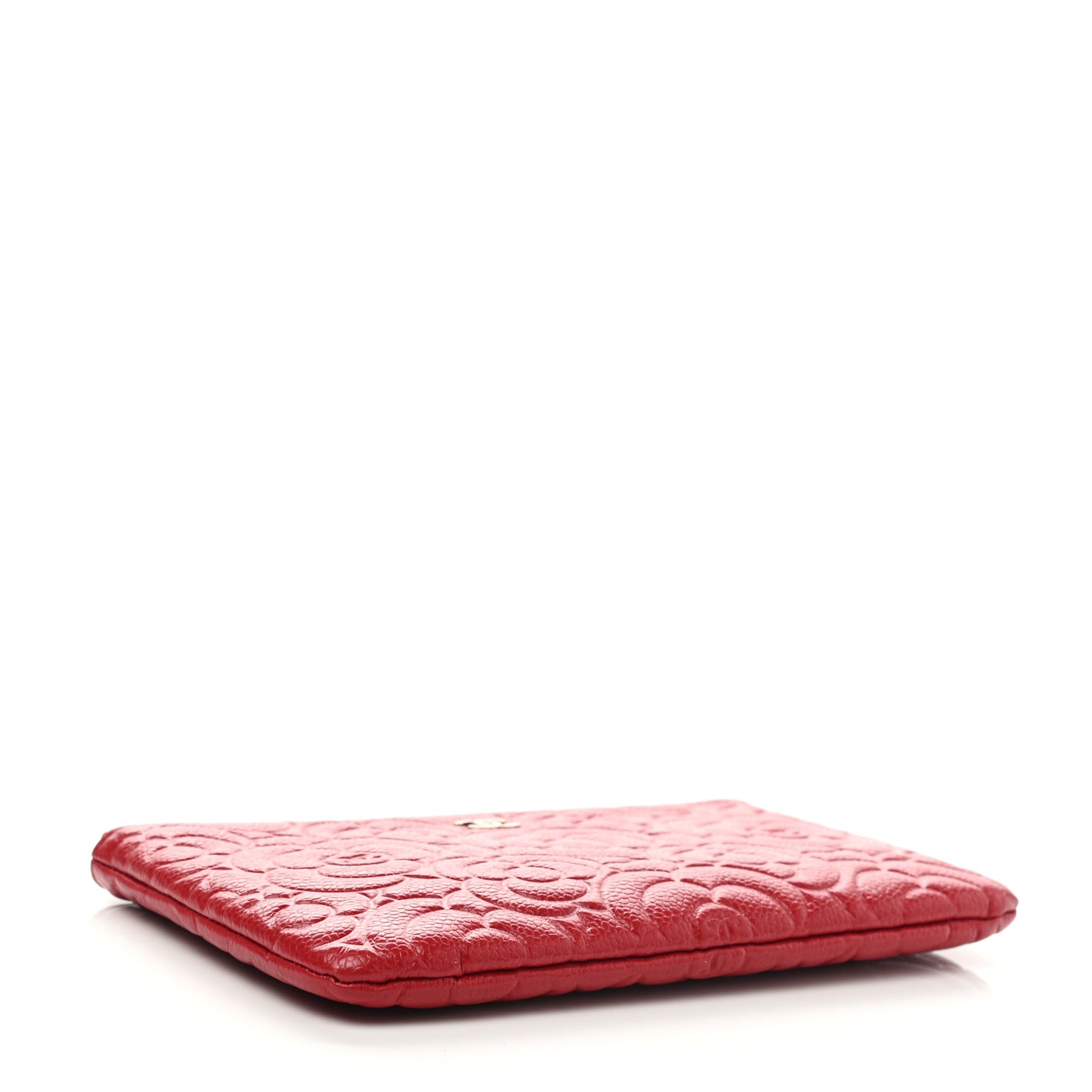 Caviar Camellia Embossed Cosmetic Pouch Red