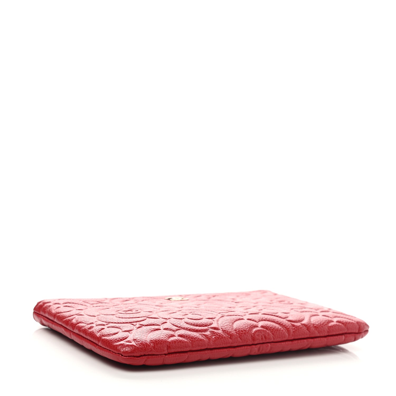 Chanel Caviar Camellia Embossed Cosmetic Pouch Red 4 of 8