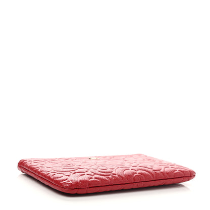 Chanel Caviar Camellia Embossed Cosmetic Pouch Red 4 of 8