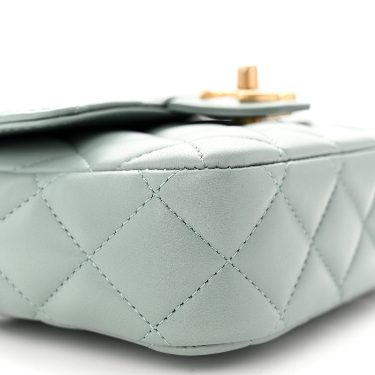 Lambskin Quilted Casino Chips Mini Square Flap Grey
