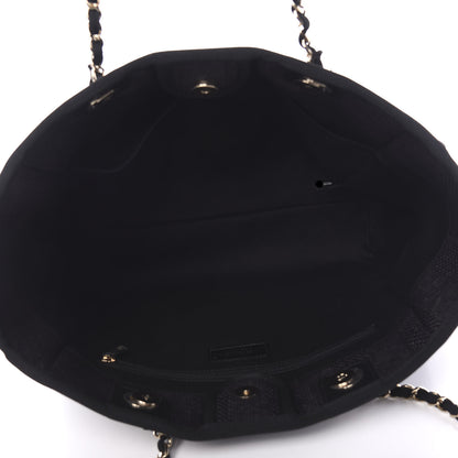 Chanel Mixed Fibers Striped Small Deauville Tote Black 4 of 10
