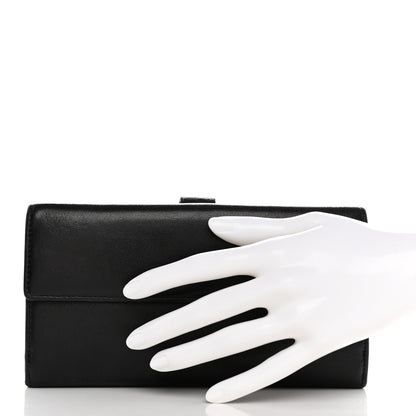 Chanel Goatskin Camellia Embossed Flap Wallet Black 2 of 8
