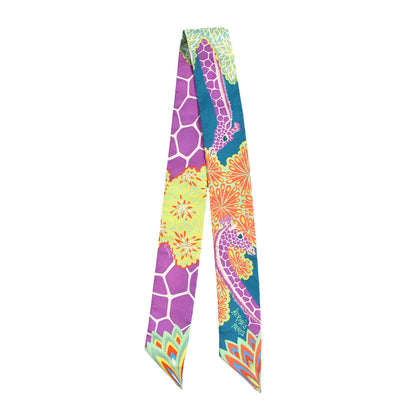 Hermes Silk The Three Graces Twilly Canard Mauve Jaune Fluo 2 of 4