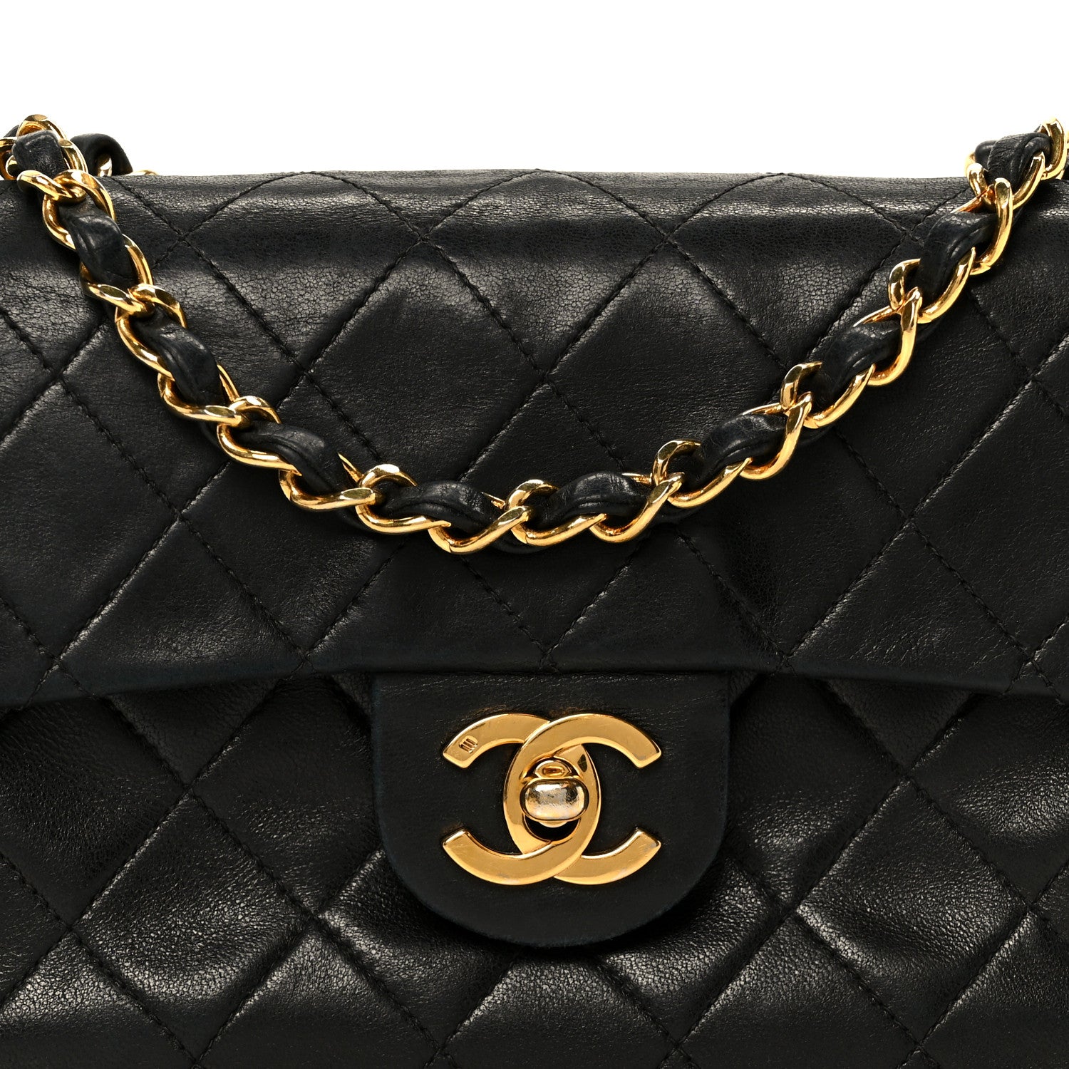 Chanel Lambskin Quilted Mini Square Flap Bag Black 10 of 12