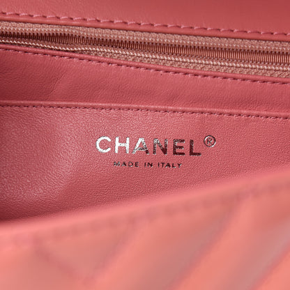 Chanel Patent Chevron Quilted Jumbo Single Flap Pink 7 of 13